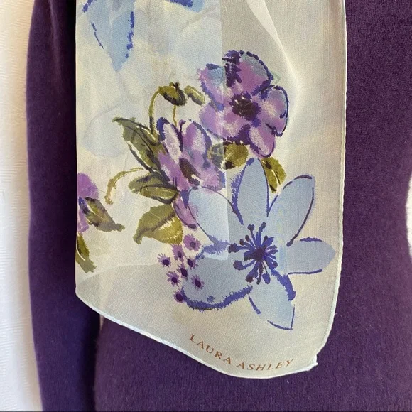 Laura Ashley silk georgette floral oblong scarf - Picture 3 of 5